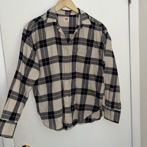 Levi's Black and Cream Casual Button Down Shirt